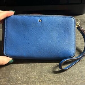 Kate Spade Blue Zip Around Wristlet